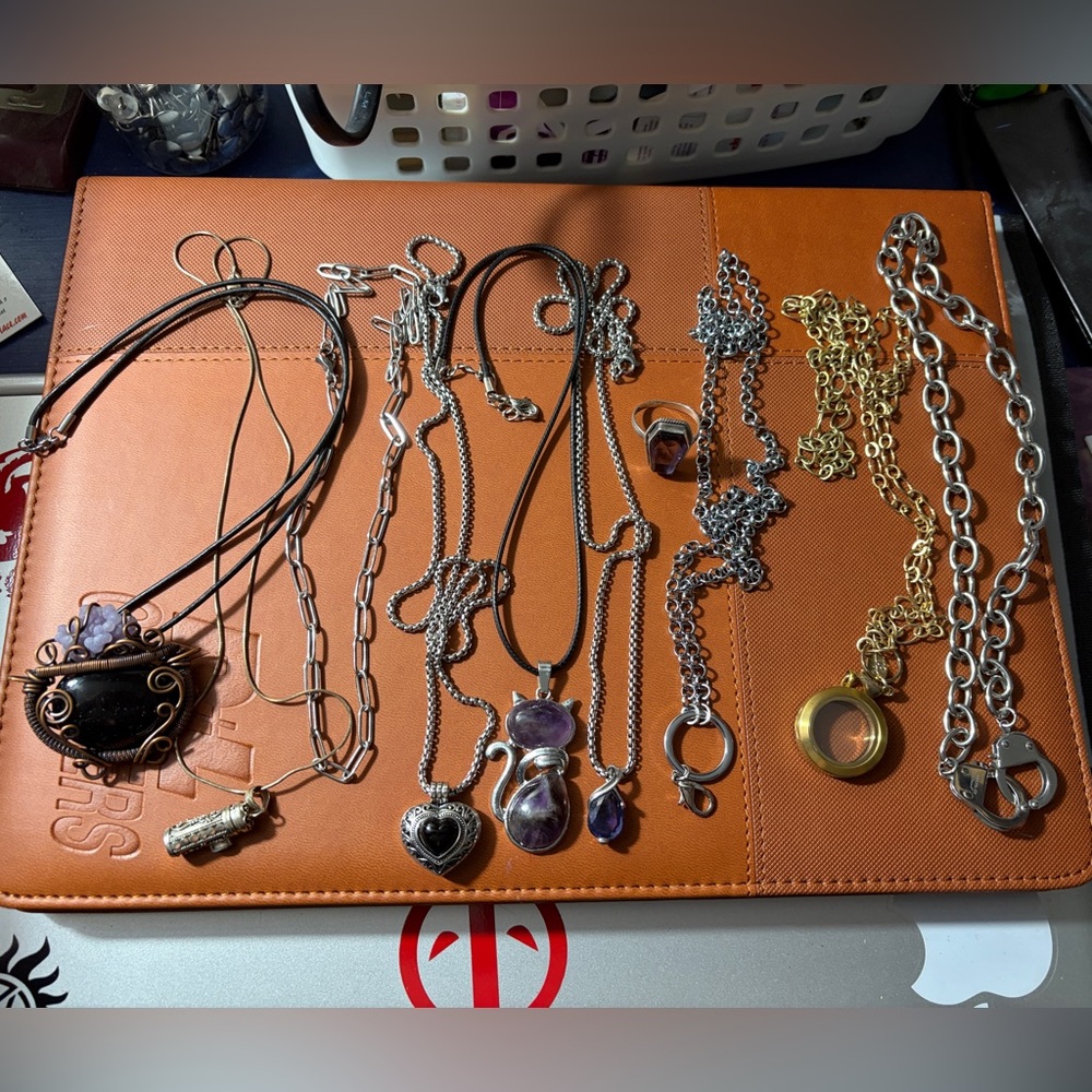 Silver and Gold Pendant Necklace Set